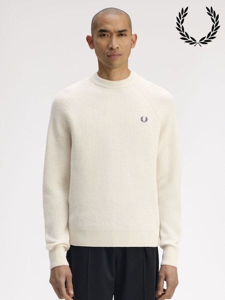 Fred Perry Natural Lambswool Raglan Jumper (W39214) | £140