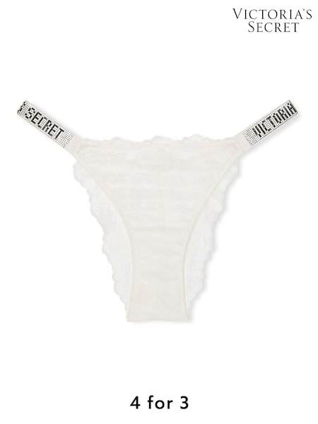 Victoria's Secret Coconut White Brazilian Shine Strap Lace Knickers (W39279) | £20