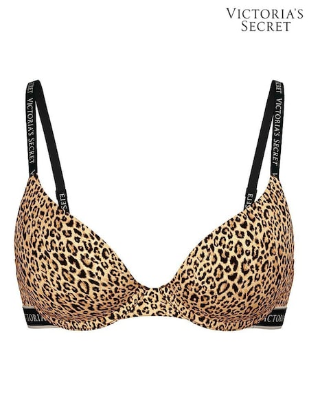 Victoria's Secret Leopard Brown Full Cup Push Up Cotton Logo Bra (W39283) | £35 - £36