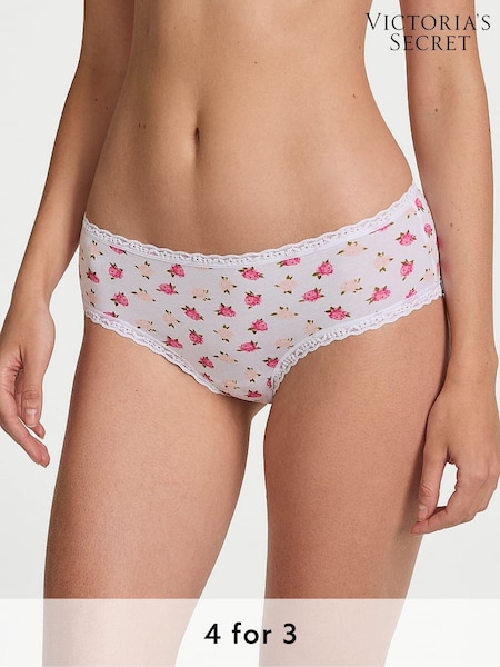 Victoria's Secret White Soft Peonies Cheeky Cotton Lace Trim Knickers (W39304) | £9