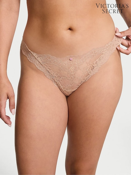 Victoria's Secret Praline Nude Thong Lace Knickers (W39416) | £14
