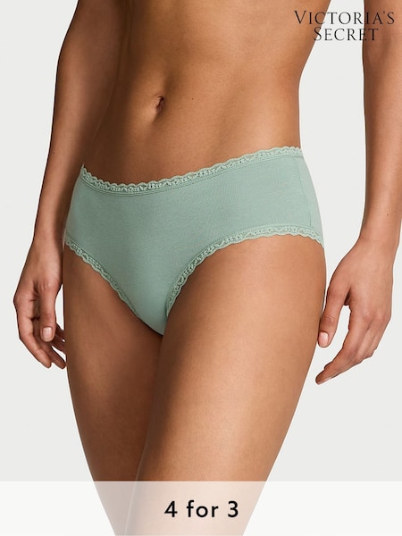 Victoria's Secret Seasalt Green Cheeky Cotton Lace Trim Knickers (W39440) | £9