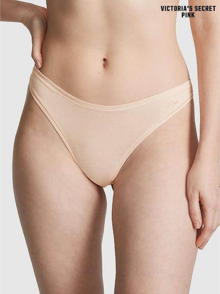 Victoria's Secret PINK Marzipan Nude Thong Cotton Knickers (W39488) | £9