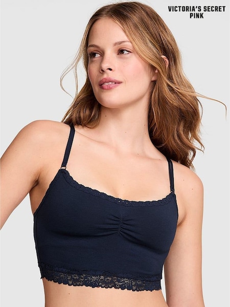 Victoria's Secret PINK Noir Navy Bralette Lace Trim Bralette (W39510) | £25