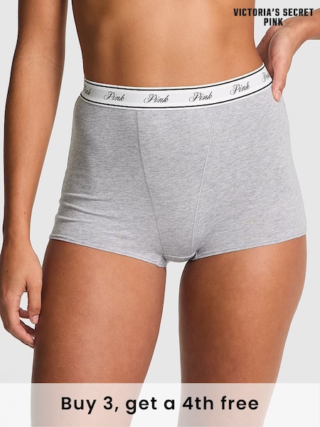 Victoria's Secret PINK Medium Heather Grey High Waist Cotton Logo Knickers (W39563) | £9