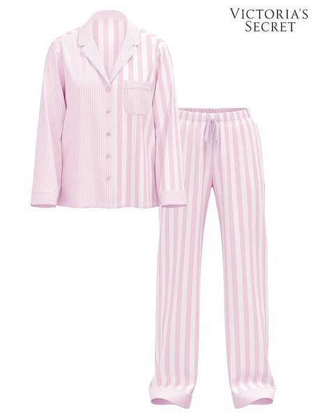 Victoria's Secret Pretty Blossom Pink Stripe Cotton Long Pyjamas Set (W39576) | £49