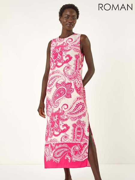 Roman Red Paisley Print Midi Dress (W39638) | £50