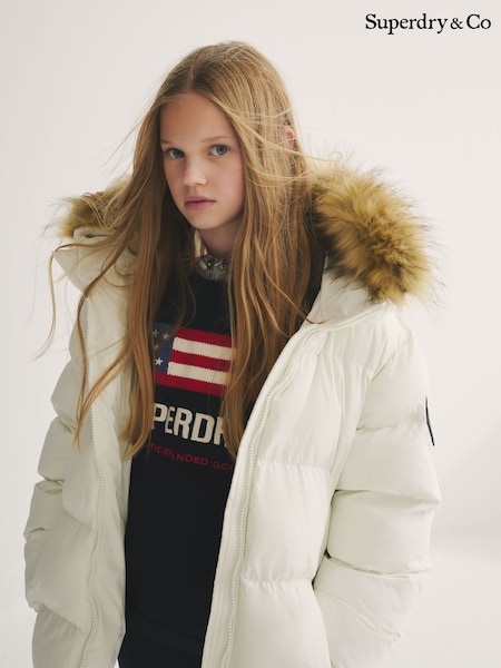 Superdry White Belted Puffer Coat (W39690) | £64 - £66