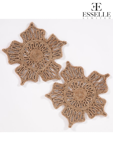 Esselle Set of 2 Natural Severn Jute Star 36x36cm Placemats (W39873) | £20
