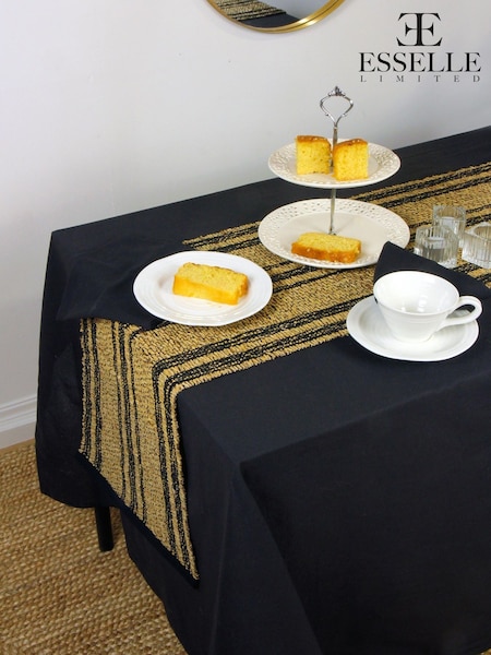 Esselle Black Avon 100% Cotton 240x140cm Table Cloth (W39877) | £22