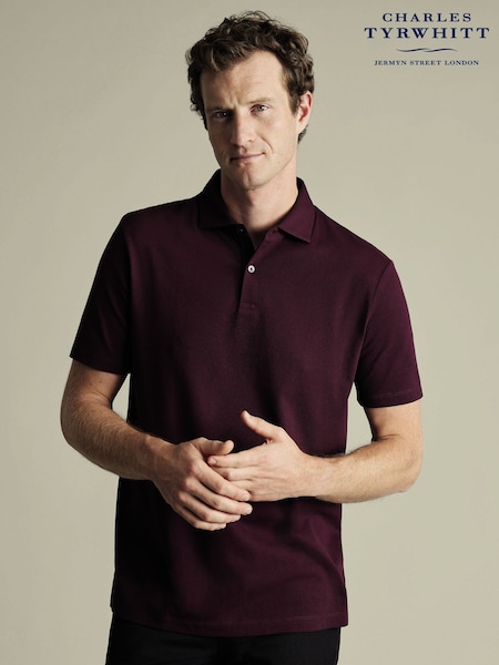 Charles Tyrwhitt Red Short Sleeve Smart Pique Polo Shirt (W39901) | £60