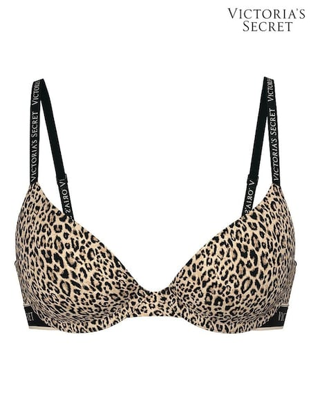 Victoria's Secret Leopard Brown Lightly Lined Demi Cotton Logo Bra (W40227) | £35 - £36