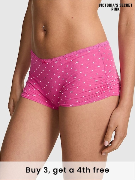 Victoria's Secret PINK Pink Gossip Cotton Boyshort Knickers (W40232) | £9