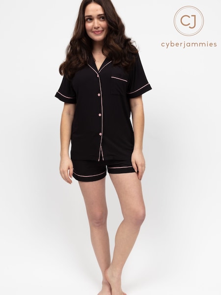 Cyberjammies Black Revere Jersey Shorty Set (W40456) | £42