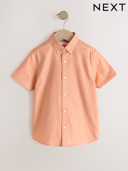 Orange Logo Short Sleeve Cotton Rich Oxford Shirt (3-16yrs) (W40798) | £10 - £15