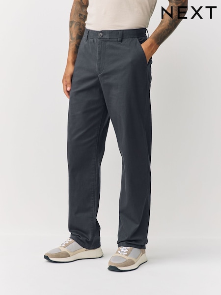 Grey Relaxed Fit Stretch Chinos Trousers (W40956) | £24