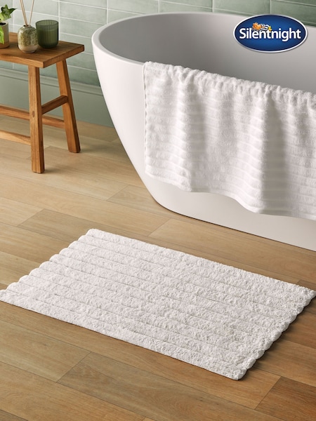Silentnight White Ribbed Cotton Bath Mat (W40961) | £18