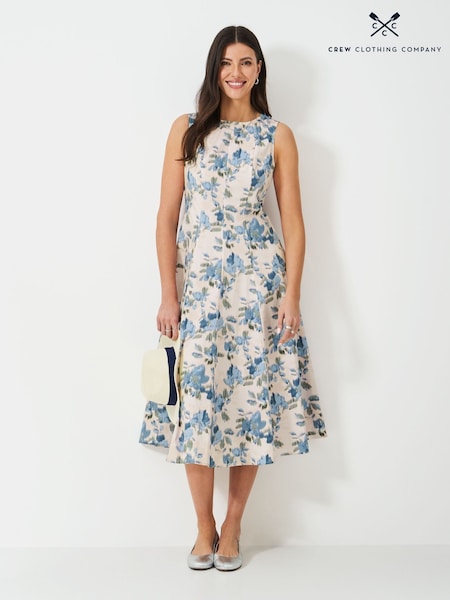 Crew Clothing Pink Panelled Fit And Flare Dress (W40965) | £129
