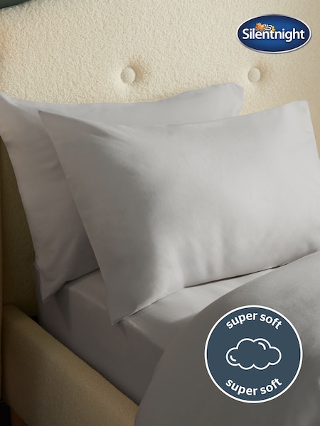 Silentnight Grey 100% Brushed Cotton Pillowcase Pair (W41034) | £14