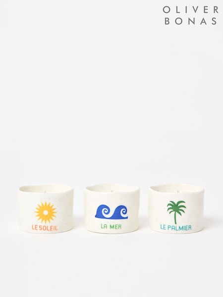 Oliver Bonas Cream Ete Ceramic Candle Trio (W41049) | £35