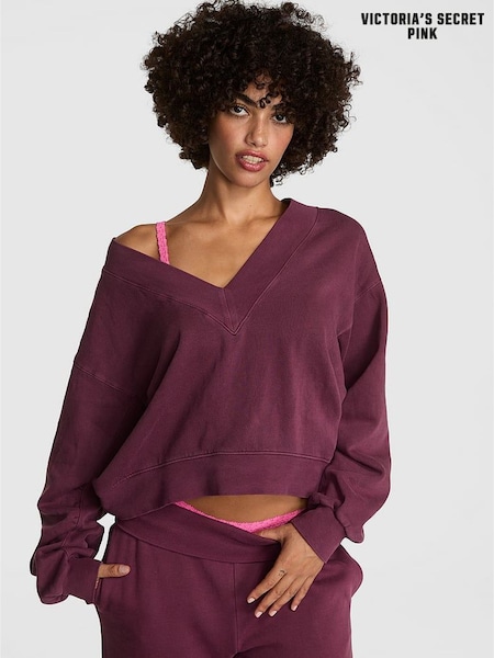 Victoria's Secret PINK Purple Rose Fleece Sweatshirt (W41183) | £49