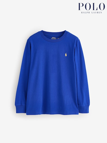 Polo Ralph Lauren Blue Boys Cotton Jersey Long Sleeve T-Shirt (W41304) | £45 - £49