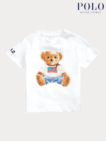 Polo Ralph Lauren White Baby Bear Graphic Print T-Shirt (W41323) | £45