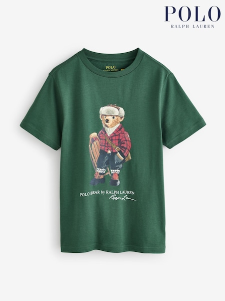 Polo Ralph Lauren Green Boys Bear Graphic Print T-Shirt (W41334) | £55