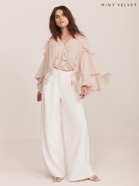 Mint Velvet Natural Cape Ruffle Blouse (W41364) | £110