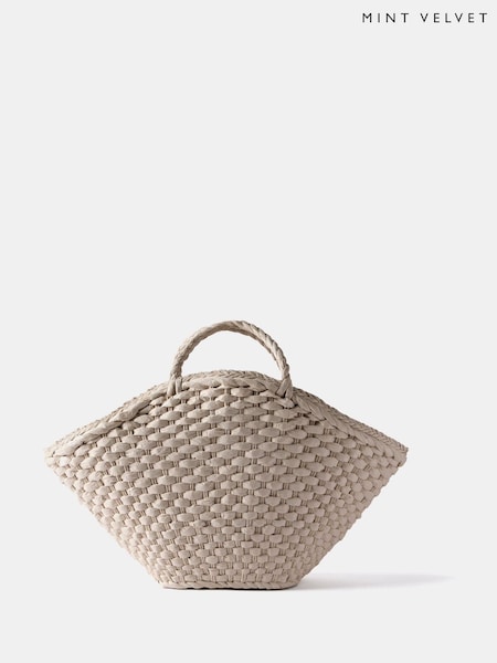 Mint Velvet Cream Woven Tote Bag (W41372) | £130