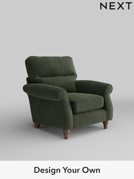 Boucle Chenille/Dark Moss Green Ashford Highback (W41638) | £925