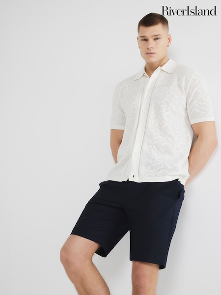 River Island Blue Belted Core Decal Chino Shorts (W41657) | £32