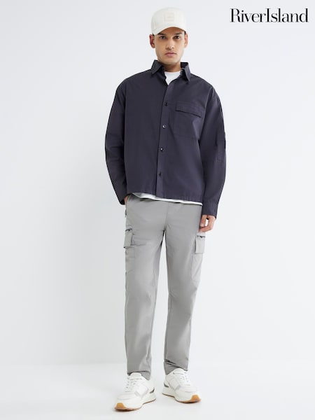 River Island Blue Regular Fit 100% Cotton Ripstop Shirt (W41667) | £42