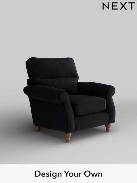 Fine Chenille Easy Clean/Black Ashford Highback (W41725) | £925