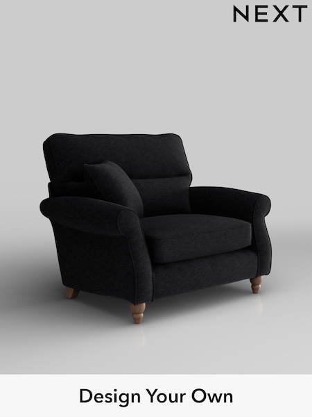 Fine Chenille Easy Clean/Black Ashford Highback (W41725) | £1,025