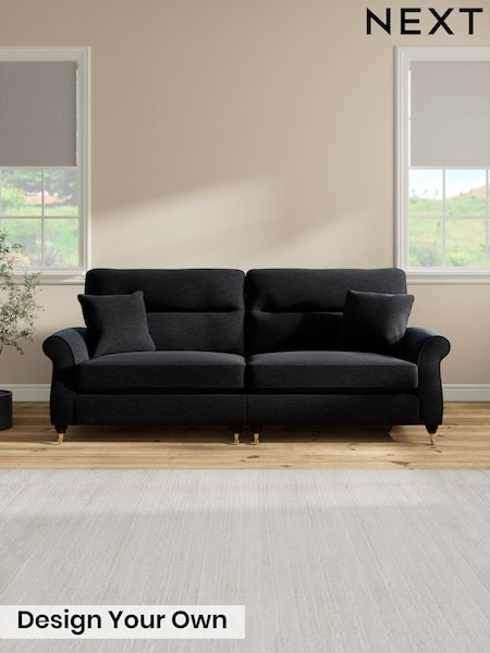 Fine Chenille Easy Clean/Black Ashford Highback (W41725) | £1,525