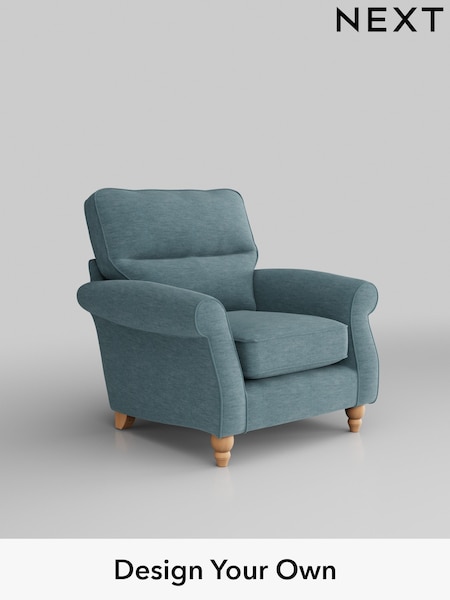 Fine Chenille Easy Clean/Mid Blue Ashford Highback (W41734) | £925