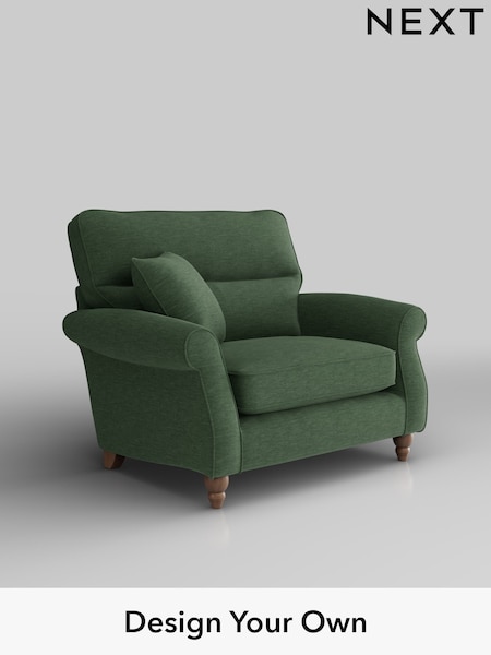 Fine Chenille Easy Clean/Mid Khaki Green Ashford Highback (W41739) | £1,025