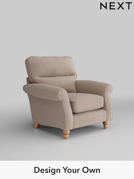 Fine Chenille Easy Clean/Mid Taupe Brown Ashford Highback (W41742) | £925