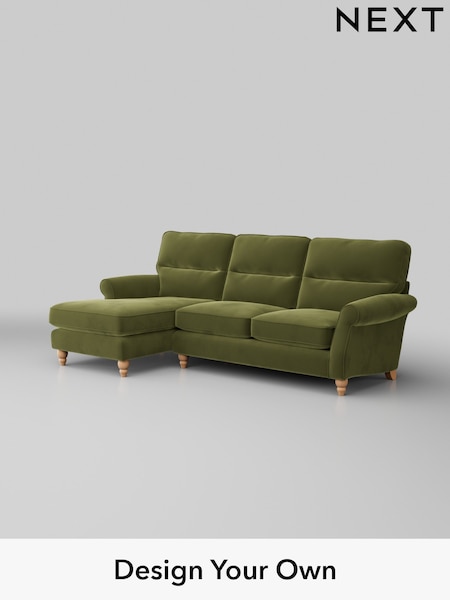 Plush Velvet Easy Clean/Mid Olive Green Ashford Highback (W41791) | £2,050