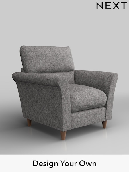 Chunky Boucle Easy Clean/Light Grey Hartley Highback Relaxed Sit (W42005) | £875
