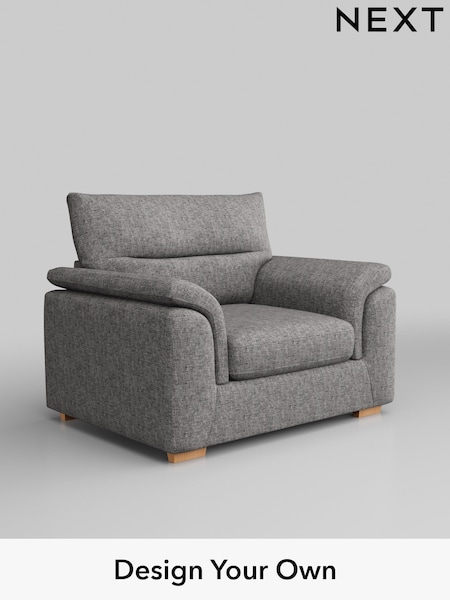 Chunky Boucle Easy Clean/Light Grey Hayden Highback (W42007) | £850