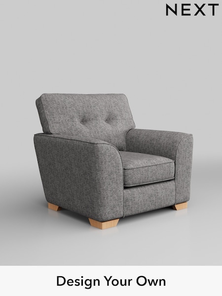 Chunky Boucle Easy Clean/Light Grey Stamford Buttoned Back (W42014) | £799