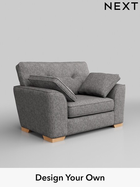 Chunky Boucle Easy Clean/Light Grey Stamford Buttoned Back (W42014) | £899