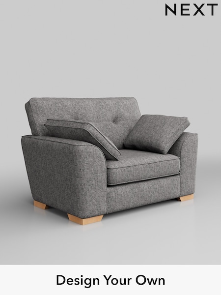 Chunky Boucle Easy Clean/Light Grey Stamford Buttoned Back (W42014) | £899