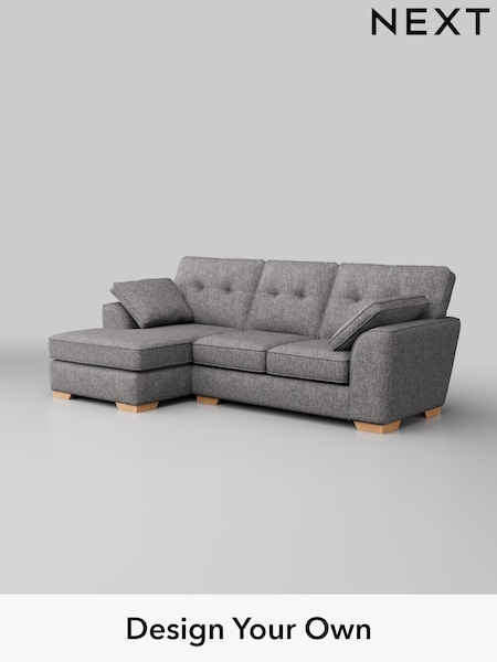 Chunky Boucle Easy Clean/Light Grey Stamford Buttoned Back (W42014) | £1,875