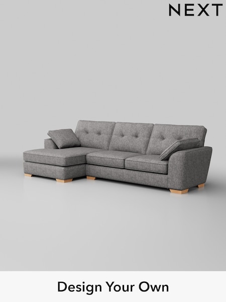 Chunky Boucle Easy Clean/Light Grey Stamford Buttoned Back (W42014) | £2,025