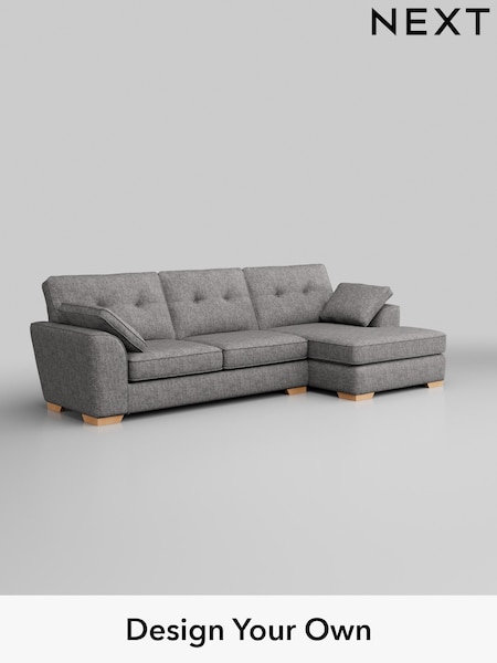 Chunky Boucle Easy Clean/Light Grey Stamford Buttoned Back (W42014) | £2,025