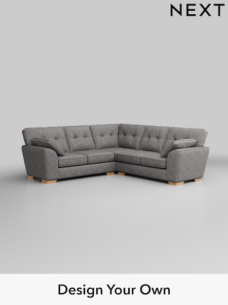 Chunky Boucle Easy Clean/Light Grey Stamford Buttoned Back (W42014) | £2,425
