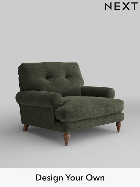 Boucle Chenille/Dark Moss Green Erin Buttoned Back Deep Relaxed Sit (W42044) | £925